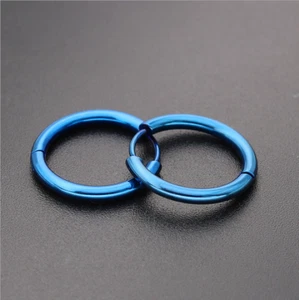 2Pcs Men Women Stainless Steel Huggie Earrings Cartilage Lip Piercing Nose Hoop - Picture 1 of 14