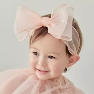 Lace Big Bow Headband Floral Elastic Hair Band for Baby Christening Baptism - Picture 1 of 4