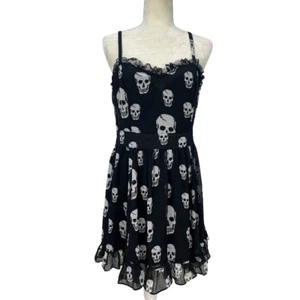 Vestido TRIPP NYC Calavera Gasa Volantes Gótico Negro Talla Grande - Imagen 1 de 12