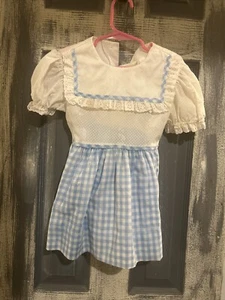 Vintage Little Girls Dress Sz 5 Blue/white - Picture 1 of 4
