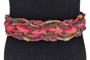 Vintage 80s Ginnie Johansen Designs Geometric Abstract Tribal Braided Cord Belt - Picture 1 of 8