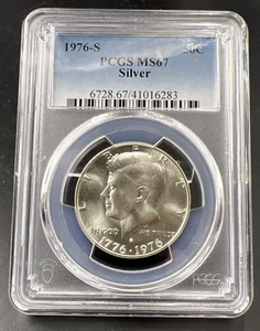 1976 S 40% Silver Bicentennial Kennedy Half Dollar Coin PCGS MS67 Gem BU #283 - Picture 1 of 6