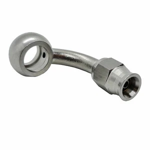 AN3 Stainless Steel Brake Fitting 10mm M10 Banjo Fitting PTFE 90 Degree Hose ... - Picture 1 of 2