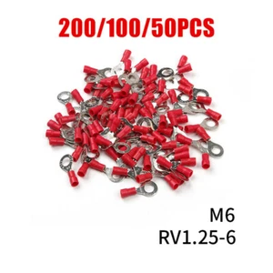 200-50 piezas RV1,25-6 anillo conector de cable aislado terminal de engarce eléctrico rojo - Imagen 1 de 10