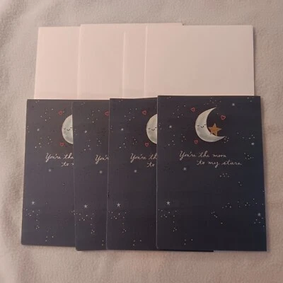 Hallmark Moon To My Stars (4) Valentines Day Cards With Envelopes - Image 1 of 4