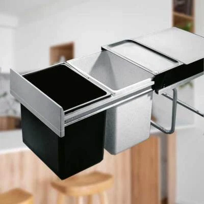 Hailo AS Raumspar-Tandem Abfall Sammler Müll Eimer 2fach 36 Liter Schwarz Weiß - Bild 1 von 4