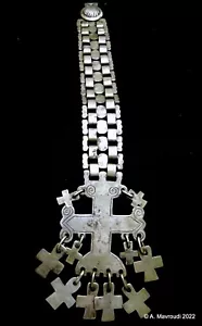 Mapuche Chest Pendant Chilean Tribal Silver Cross Pectoral Antique - Picture 1 of 11