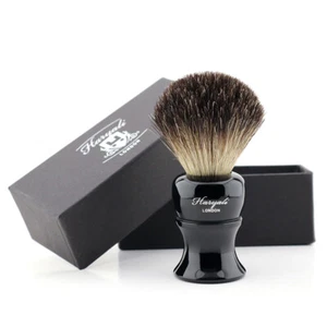 Cepillo de afeitado de cuidado personal cabello tejón negro mango 100% resina HARYALI LONDRES - Imagen 1 de 4