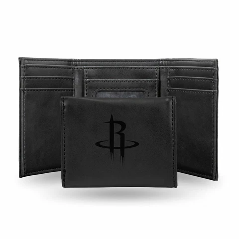 Houston Rockets NBA Laser Engraved Black Trifold Wallet Cover