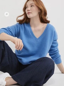 Commonry Wool Knit Sweater Size Large AU 12-14 US 8-10 Wool Yak Blue V Neck - Picture 1 of 8