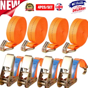 4Pack Heavy Duty Ratchet Ties Down Straps 5M 25mm Lashing Cargo Luggage 1000kg - Picture 1 of 12