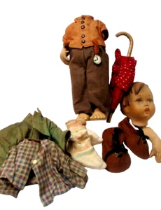 11" M J Hummel Boy Doll Vinyl - Bisque? Signed Made Germany Tagged Clothing TLC - Picture 1 of 12