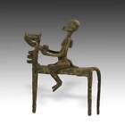 VINTAGE AFRICAN CAST BRONZE HORSE AND RIDER DOGON MALI WEST AFRICA 20TH C. 