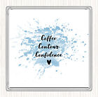 Blue White Coffee Contour Confidence Inspirational Quote Drinks Mat Coaster