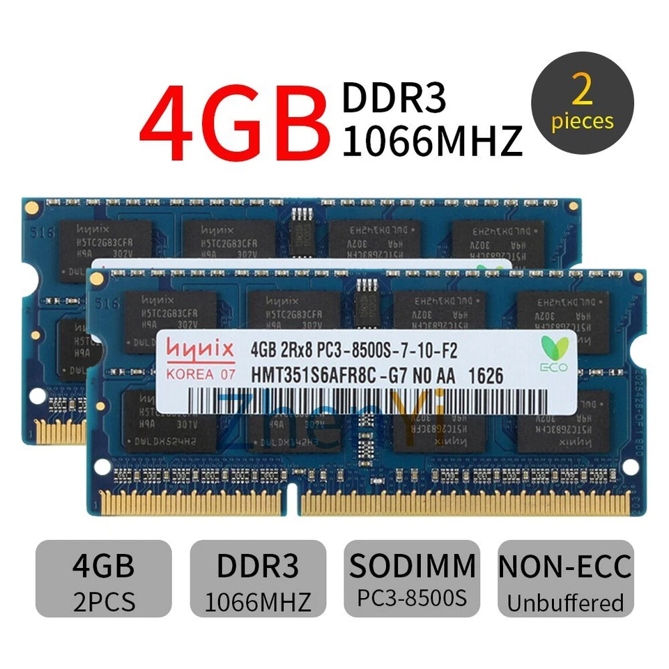8GB 2x 4GB PC3-8500 DDR3 1066 for Apple MacBook Pro iMac Mac mini MEMORY RAM - Image 1 of 4