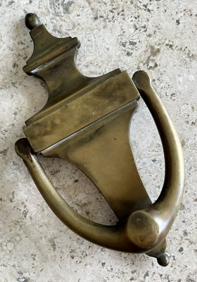 8.5" ANTIQUE c.1907 BOSTON VICTORIAN TORCHIERE ARCHITECTURAL SALVAGE DOORKNOCKER - Image 1 of 4