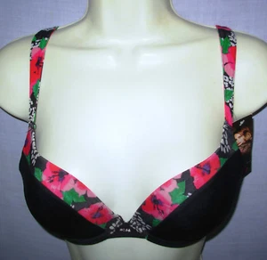 Neu mit Etikett Gr. 34B SOFIA VERGARA Push-up-BH Bügel #930119 schwarz mit Blumendruck 34 B - Bild 1 von 3