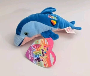 Vintage LISA FRANK Fantastic Beans Buddies Beanies Plüsch KORALLE Delfin rosa 1998 - Bild 1 von 16