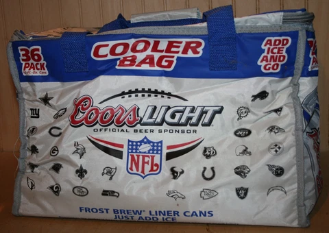 COORS LIGHT 2006 NFL Beer Case Cooler Bag w Handle Strap Empty HOLDS 36 CANS Cover