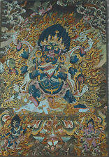 36" Tibet Silk Six arms Mahakala Wrathful Deity Buddha Thangka Thanka Statue