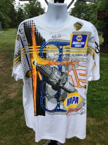 NASCAR Vintage Michael  Waltrip Autographed T-shirt SZ XL & Darrell Waltrip Hat Cover