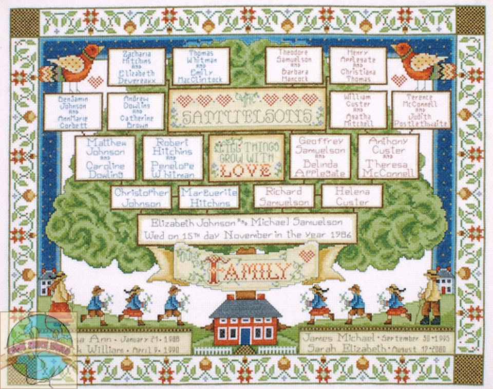 Kit de punto de cruz ~ Muestreador estilo Amish árbol genealógico Design Works #DW2498 Foto 1 de 1