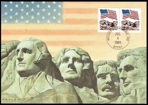 US 2523 Flag over Mt. Rushmore 29c Coil FDC Mar 29, 1991 Maximum Card F2523-1 - Picture 1 of 2