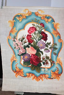 Magnifique bande de tapisserie faite main ancienne ,fauteuil ,habillement  - Photo 1/4