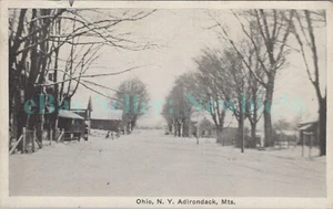 Ohio NY - STREET IN WINTER - Postcard Adirondacks nr Cold Brook/Grant - Picture 1 of 2
