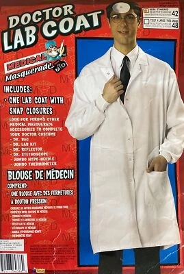Abrigo de laboratorio médico adulto hombre disfraz cierre frontal a presión foro novedades Foto 1 de 4