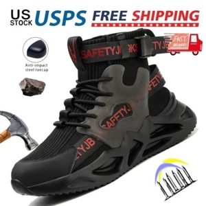 Mens High Top Sneakers Indestructible Shoes Steel Toe Work Boots Slip Resistant - Picture 1 of 25