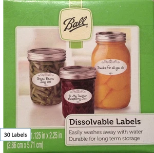 30 Ball Canning Jar Dissolvable Labels, No Packaging (30 Total Labels) - Picture 1 of 1