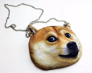 3D Print Dog Face Crossbody Bag Imitate Adorable Akita Novelty Purse Chain Strap - Picture 1 of 3