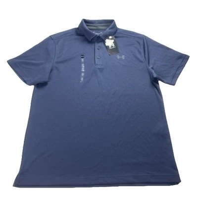 Under Armour Men’s 2XL UA Tech Polo Performance Golf Tee Loose-Fit Blue Gray NWT - Image 1 of 4