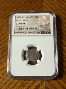 (1772-83) 1/2 Reales Mexico Silver El Cazador Shipwreck NGC Genuine - Picture 1 of 2