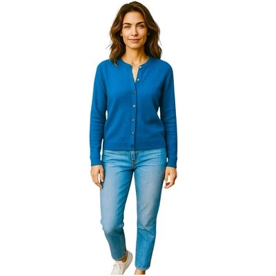 Jantzen Sweater Womens (40) M Teal Blue Merino Wool Cardigan Retro 60’s Vintage - Image 1 of 4