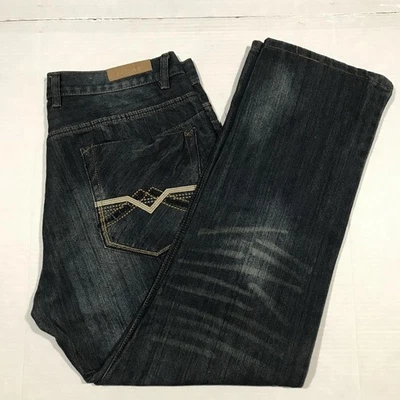 Pantalones de mezclilla para hombre FUSAI azules rectos 1997 algodón talla 38x30 vintage Foto 1 de 4