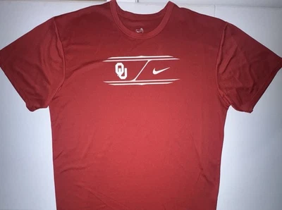 Oklahoma Sooners Nike Shirt Men’s XL Short Sleeve Fit Dry Maroon White NCAA - Image 1 of 4