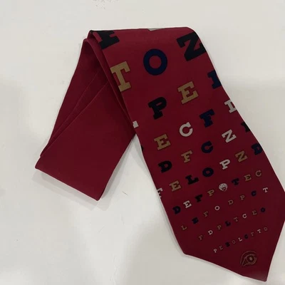 Corbata Vicky Davis 57x4 Optometría Roja Seda Nueva York Foto 1 de 4