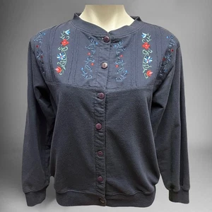 Vintage Shenanigans Sweater Women's Small Embroidered Button Up Cardigan Granny - Picture 1 of 9