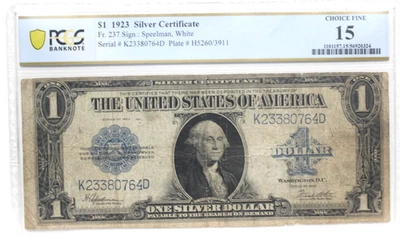 1923  1$  SILVER CERTIFICATE Fr#237 PCGS 15 FINE PRICED FOR QUICK SALE - Image 1 of 4