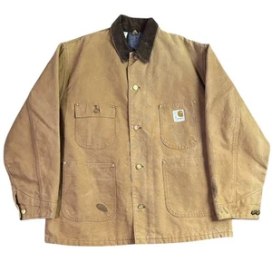 Vintage 70’s Carhartt Loose Fit Firm Duck Blanket Lined Chore Coat Brown Mens L - Bild 1 von 13