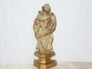 Antico Statua Legno Figura Santo Con Libro ! Probabilmente Figura Grödnertal IN - Imagen 1 de 7