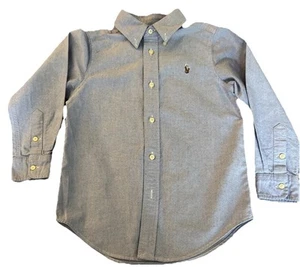 POLO Ralph Lauren Shirt Youth Size 5 Blue Button Up Chambray Flesh Pony Boys - Picture 1 of 9