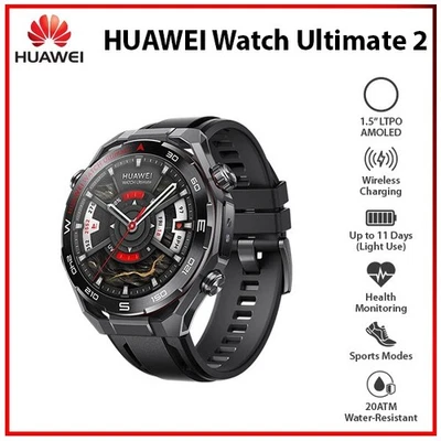 NEW HUAWEI WATCH Ultimate 2 BLACK AMOLED eSIM Bluetooth iOS Android Smartwatch - Bild 1 von 4