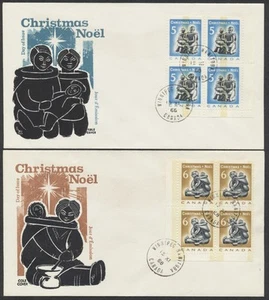 1968 #488p-489p Winnipeg Tagged Christmas FDCs Corner Blocks Cole Cachets - Bild 1 von 2