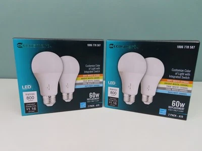 (2x) 2pk EcoSmart LED Bulb Dimmable White 60W 1006 778 587 Custom Color Of Light - Image 1 of 4