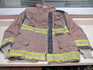 Inno-Tex Turnout Firefighter Brown Jacket Coat Yellow Tape Size: 40-2-R / 402R-M - Picture 1 of 15