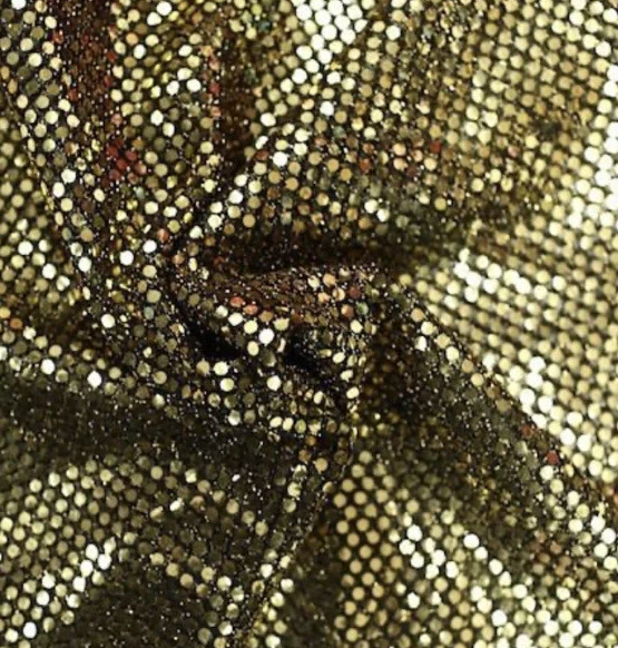 BLACK GOLD Sequins Dot Fabric 44” Width Sold By The Yard - Image 1 of 1