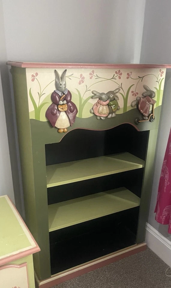 Girls Bedroom furniture set Peter Rabbit Handmade Wardrobe Side Table Bookcase - Image 1 of 4